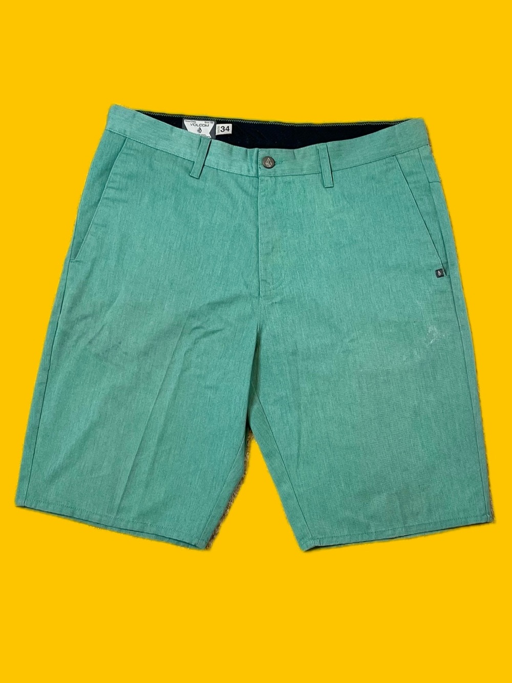 Volcom Vmonty Shorts Mens Green Chino Skate Casual Size 34